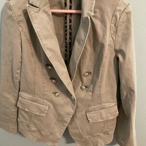 White House Black Market Beige Double-Breasted Blazer